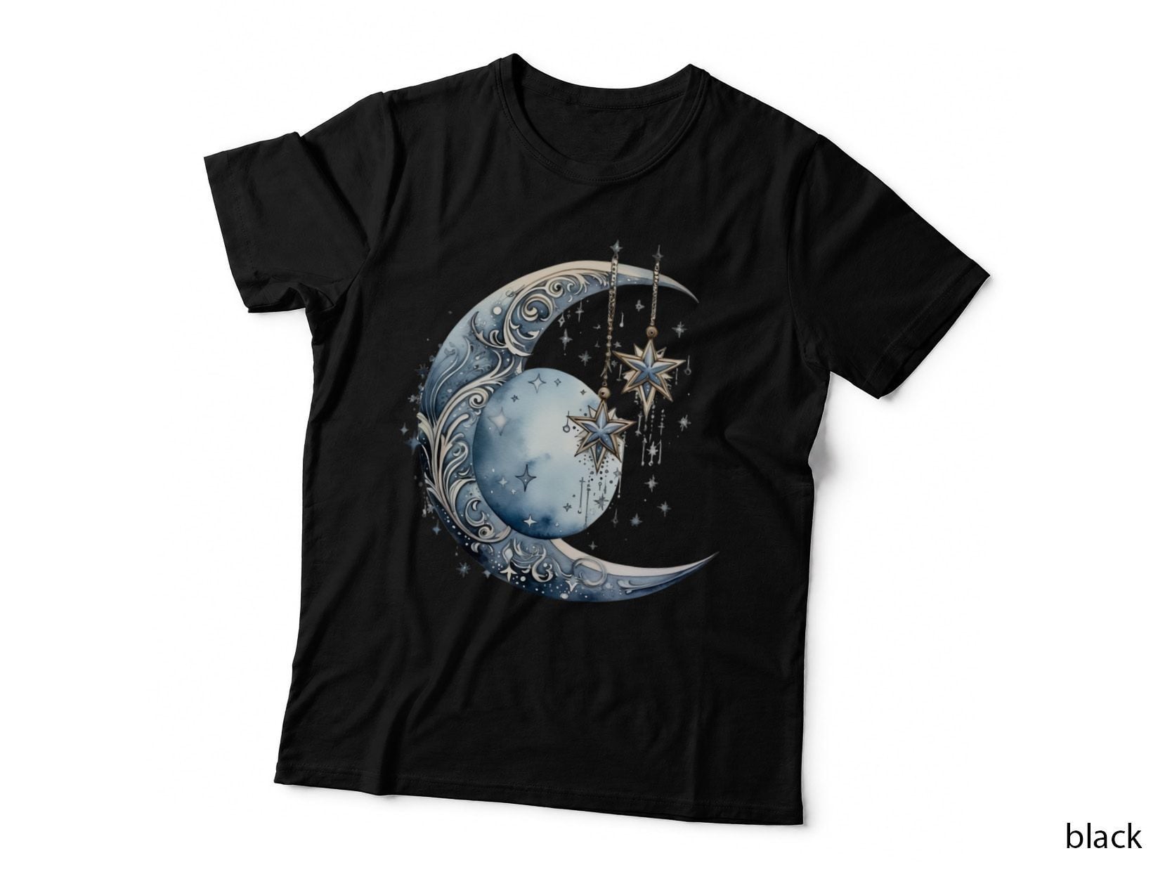 Celestial Moon Stars Dreamy Night Winter T-Shirt, Winter Graphic Tee