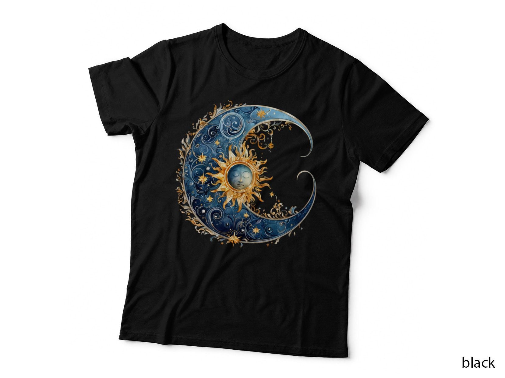 Celestial Yin Yang Sun Moon Stars Winter T-Shirt, Winter Graphic Tee