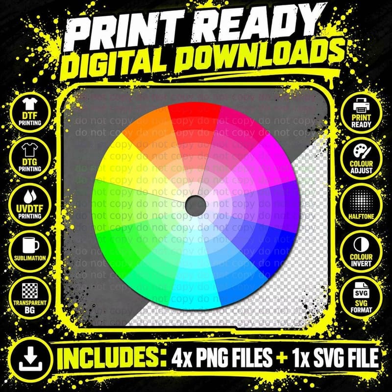 Color Wheel Art Paint Pallet T Artists, Artist Gift Png SVG Digital Bundle
