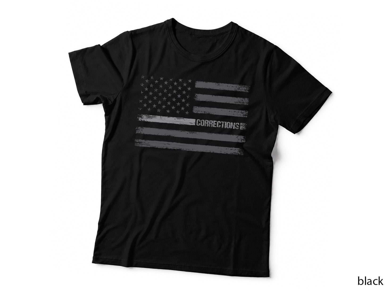 Corrections - Thin Silver Line Flag for Correctional Officer T-Shirt