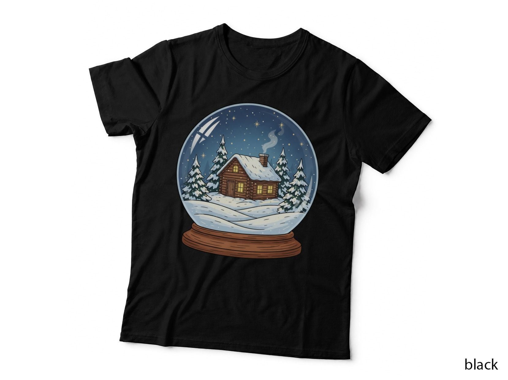Cozy Cabin Snow Globe Scene Winter T-Shirt, Winter Graphic Tee