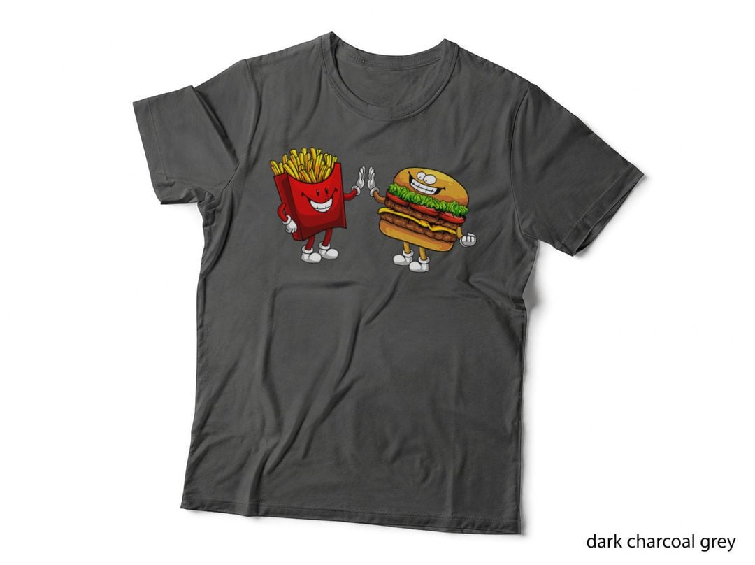 Cute Hamburger Art Men Women Hamburger French Fries Lovers T-Shirt