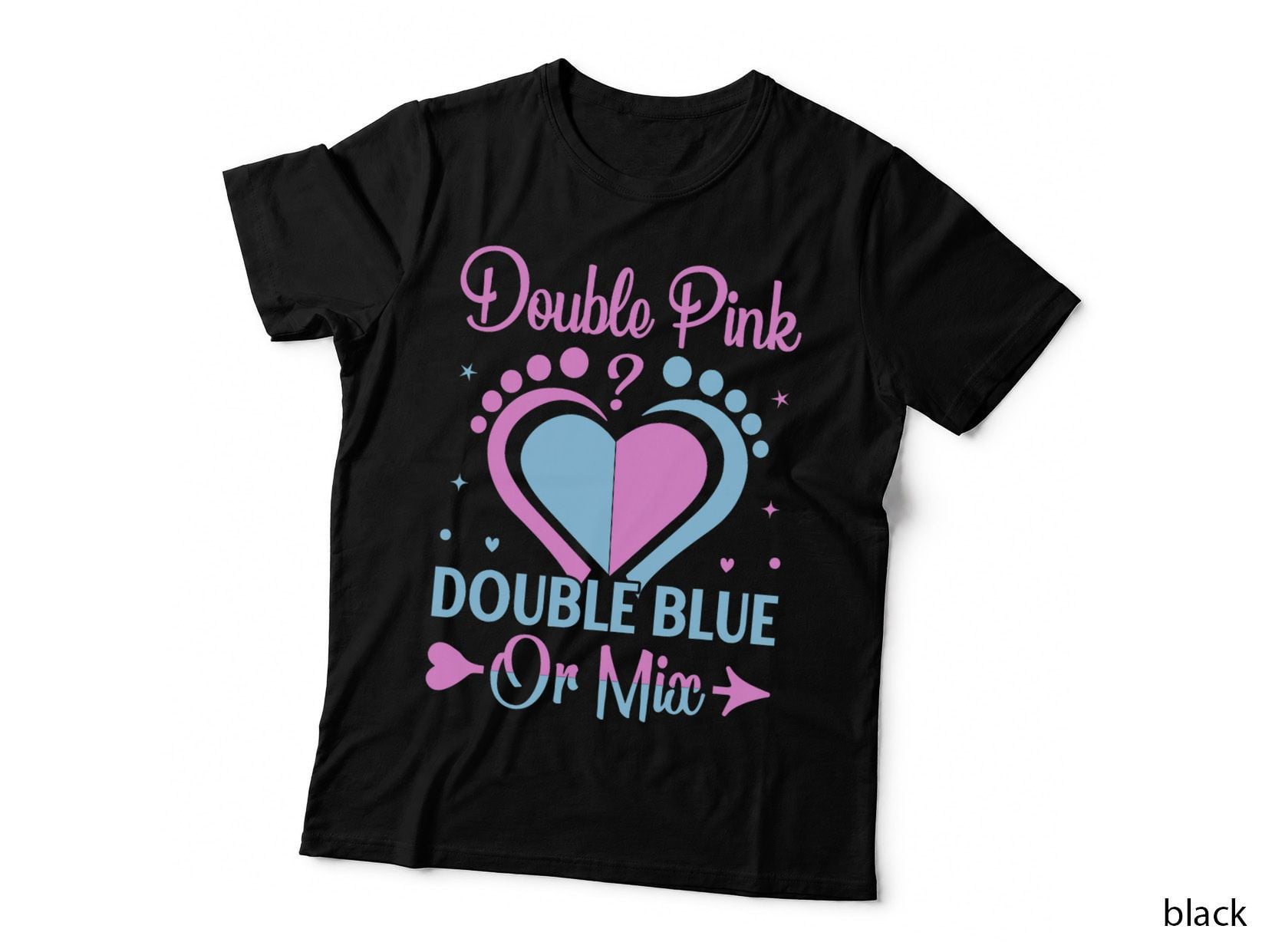 Double Pink Double Blue Mix Twin Gender Announcement Reveal T-Shirt