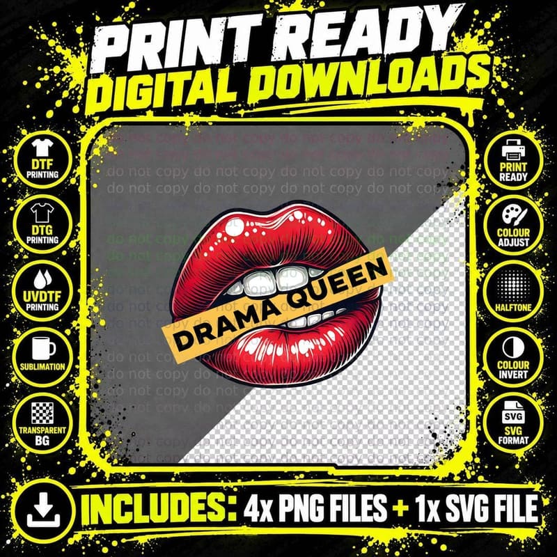 Drama Queen, Sweet Red Lips Shirt, Sexy Red Lips Money Png SVG Digital Bundle