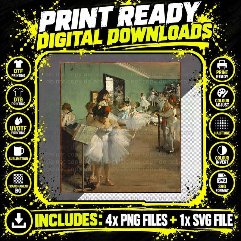 Edgar Degas the Dance Class Ballet Impressionism Art Png SVG Digital Bundle