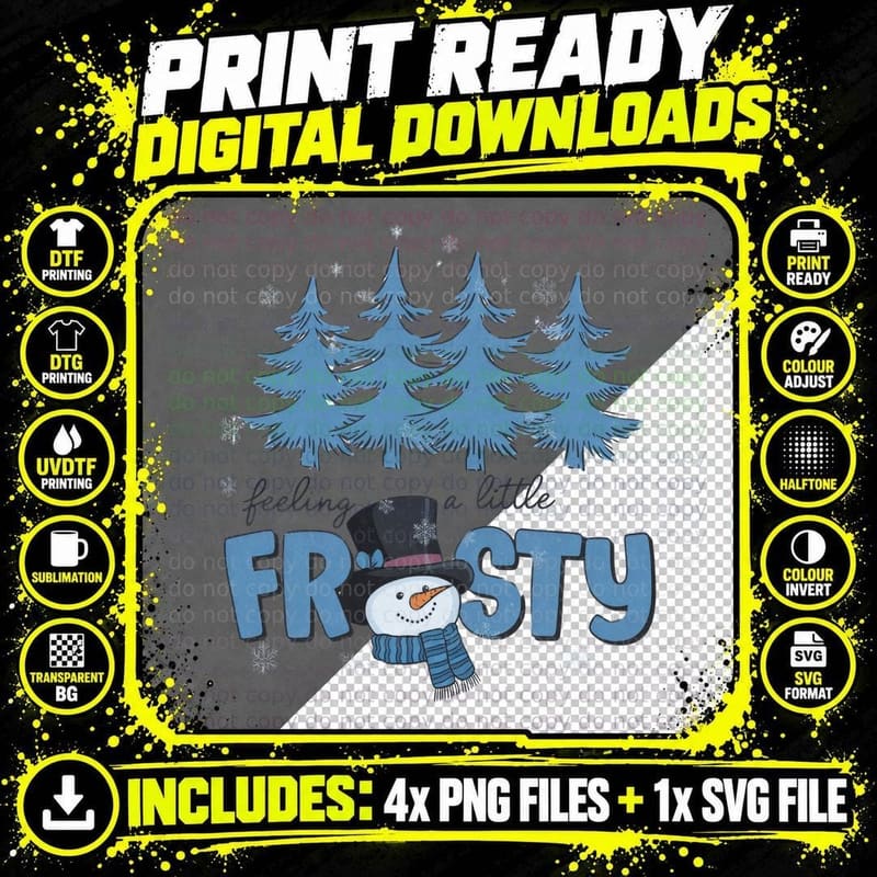 Feeling a Little Frosty Winter T-Shirt Png SVG Digital Bundle