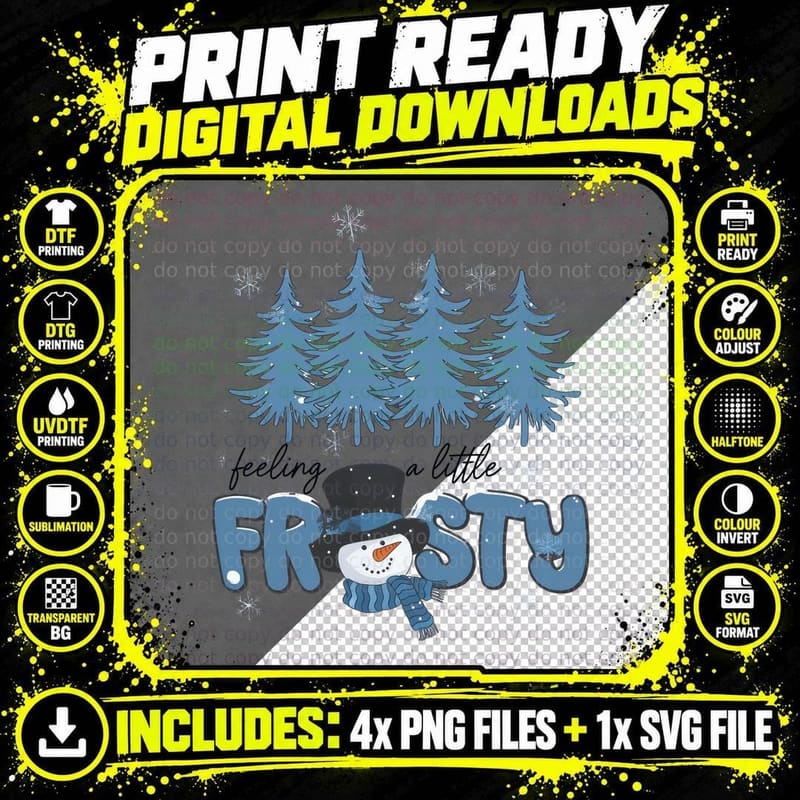 Feeling a Little Frosty Winter T-Shirt Png SVG Digital Bundle