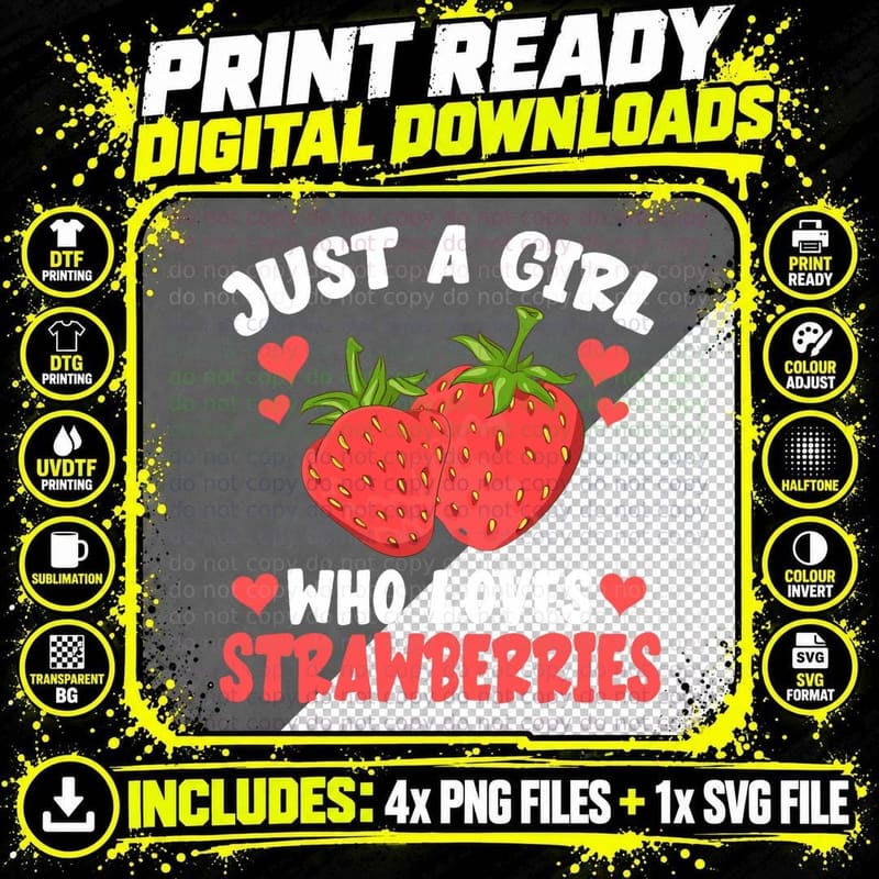 Fruit Berry Lover Women Just a Girl Who Loves Png SVG Digital Bundle