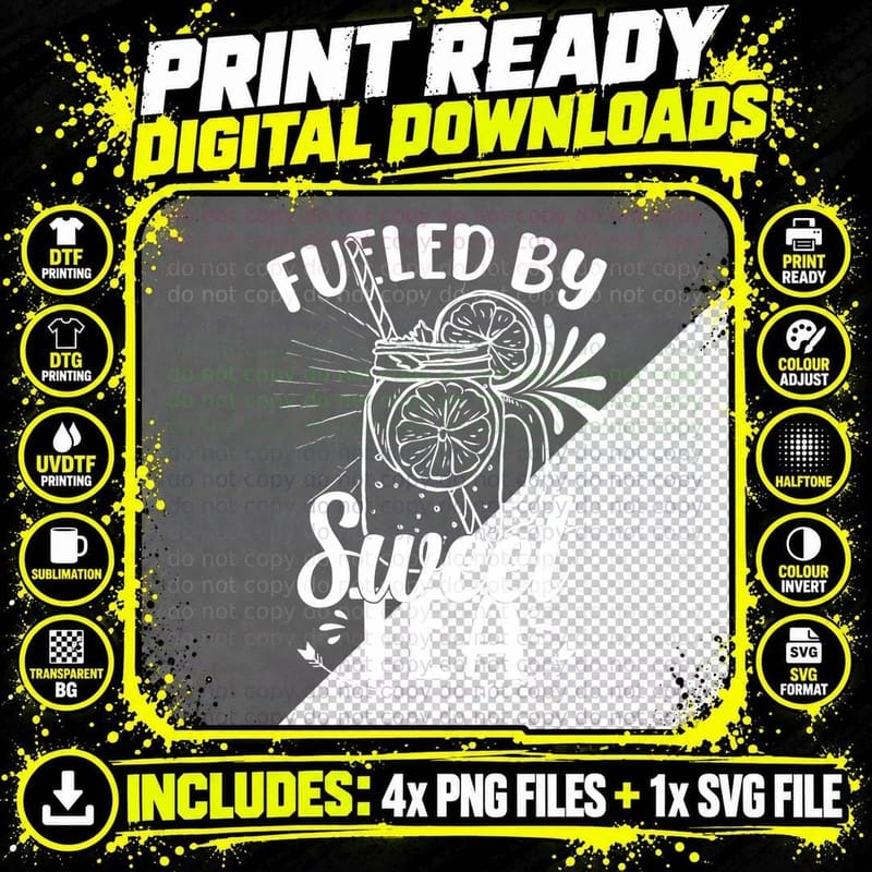 Fueled by Sweet Tea, Southern Style, for Women Png SVG Digital Bundle
