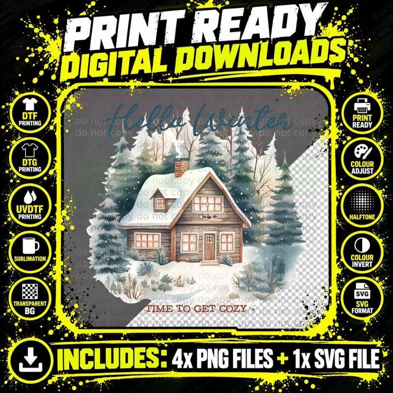 Hello Winter. Time to Get Cozy. Winter T-Shirt Png SVG Digital Bundle