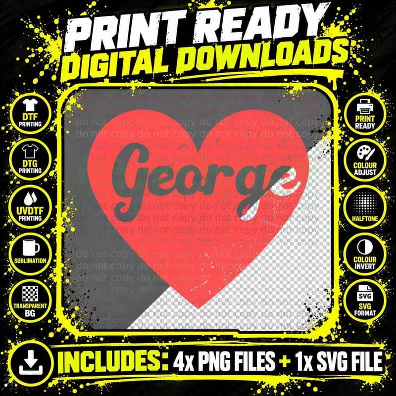 I Heart George - First Names and Hearts Png SVG Digital Bundle