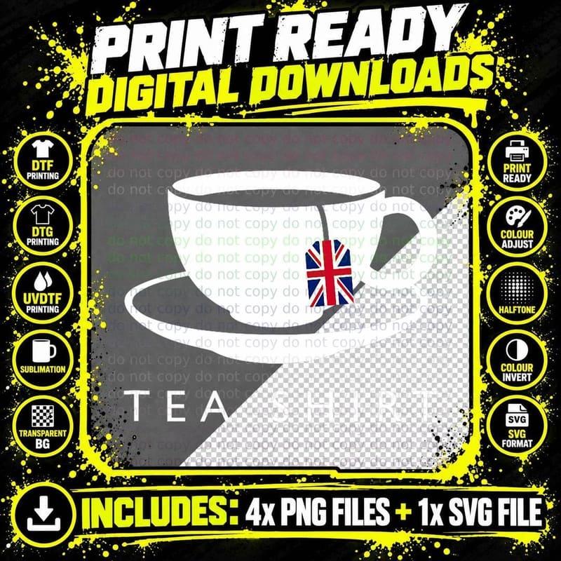 I Love English Tea UK Flag Fun Novelty Souvenir Png SVG Digital Bundle