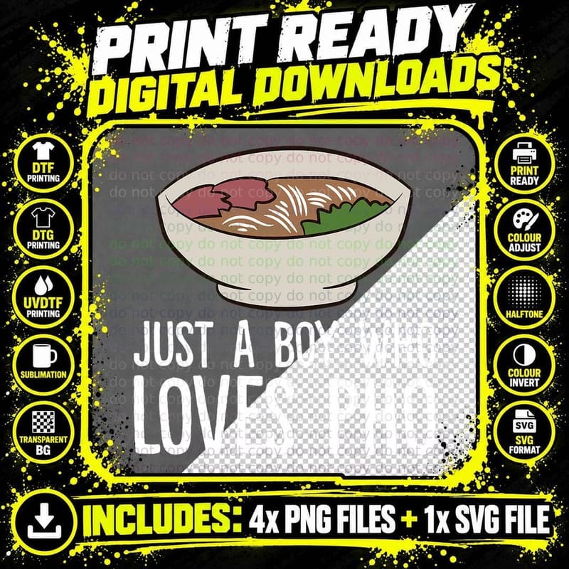 Just a Boy Who Loves Pho, Vietnamese Food, Noodle Soup Png SVG Digital Bundle