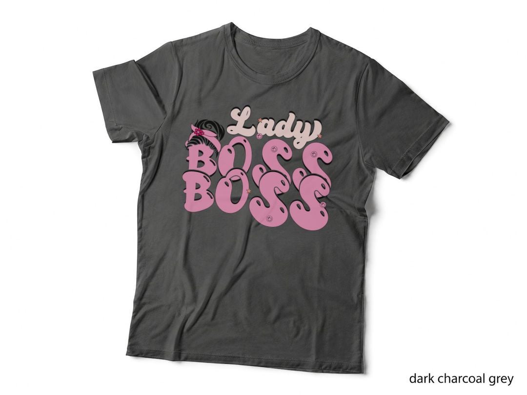 Lady Boss Women Rights T-Shirt, Pink Cartoon Girl with Lady Boss Graphic Tee