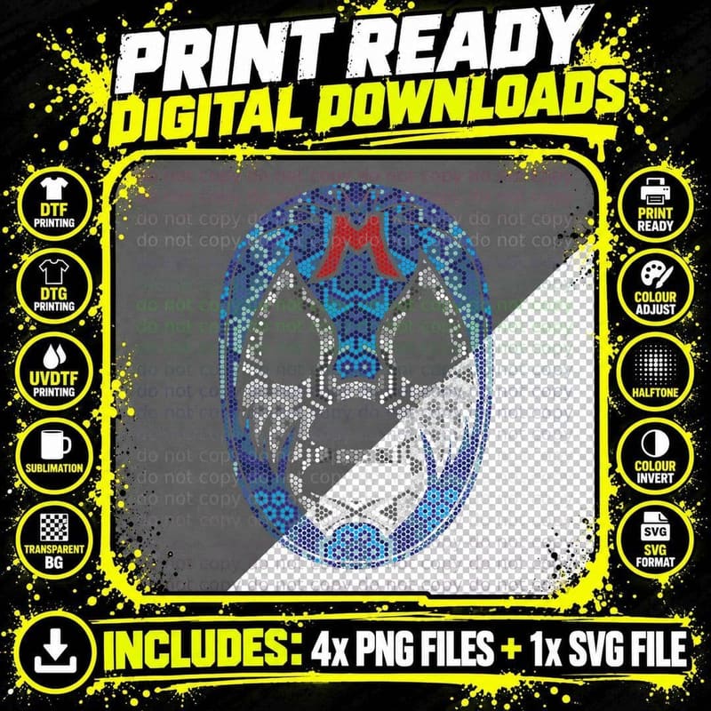 Mex-Art Lucha Libre Mexican Wrestler Legend Mil Máscaras Png SVG Digital Bundle