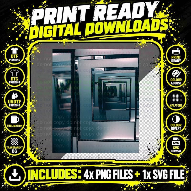 Mirror Art of Infinity Mirrors, Optical Illusion Png SVG Digital Bundle