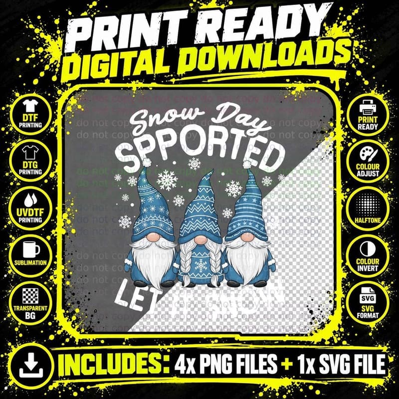 Snow Day Supported Let It Snow Winter T-Shirt Png SVG Digital Bundle