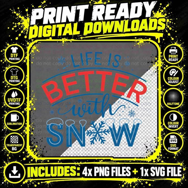 Snow Winter T-Shirt, Winter Snowflake Scene Graphic Tee Png SVG Digital Bundle