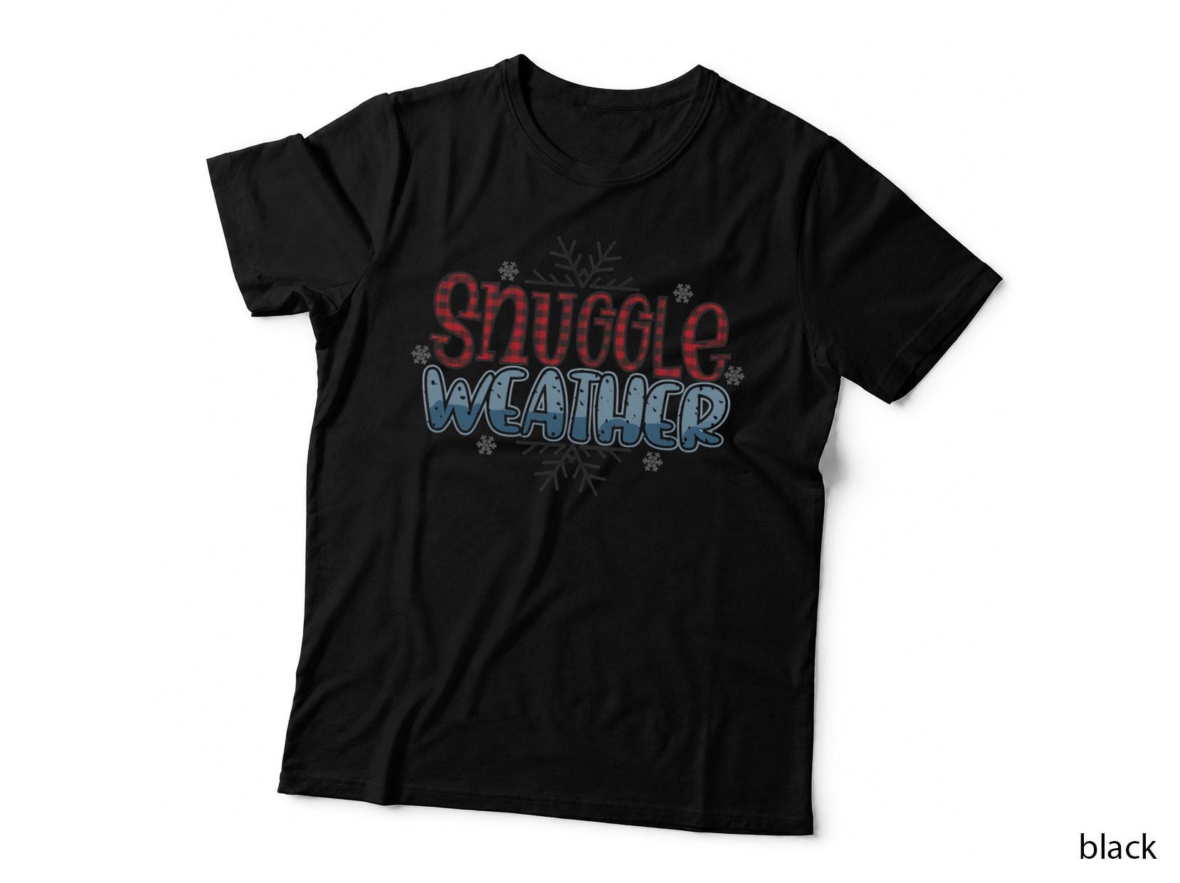 Snuggle Weather Winter T-Shirt, Winter Snowflakes on Gray Background Graphic