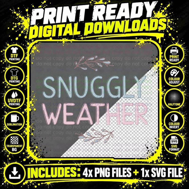 Snuggly Weather Winter T-Shirt, Cozy Winter Foliage Png SVG Digital Bundle