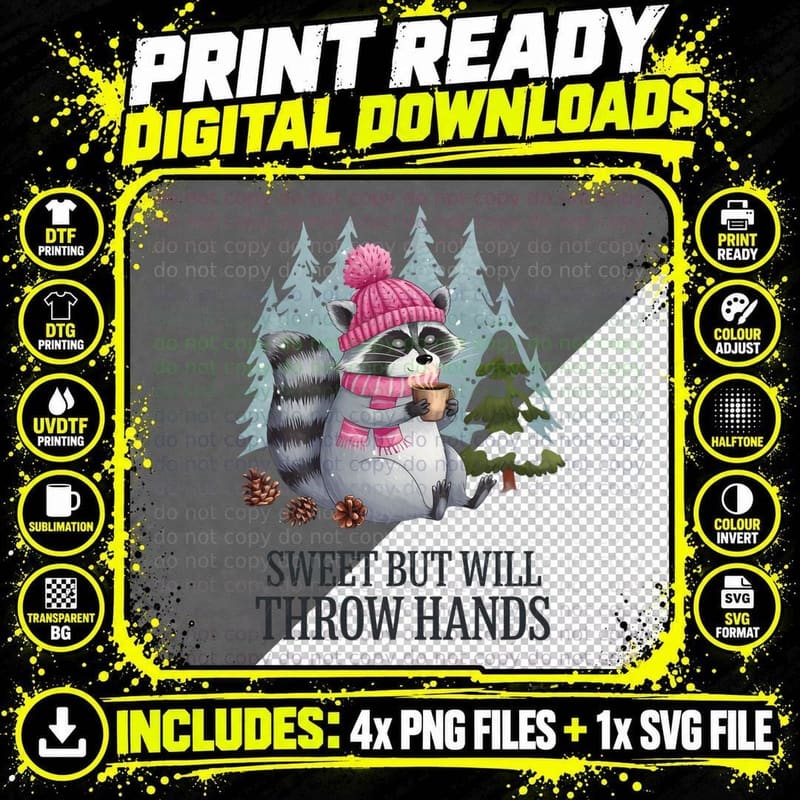 Sweet but Will Throw Hands Winter T-Shirt Png SVG Digital Bundle