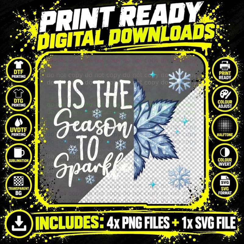 Tis the Season to Sparkle Winter T-Shirt Png SVG Digital Bundle