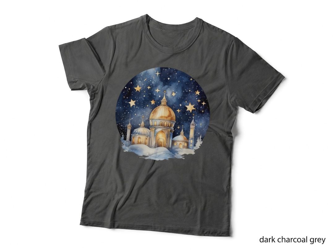 Winter Night Mosque Scene Winter T-Shirt, Winter Graphic Tee