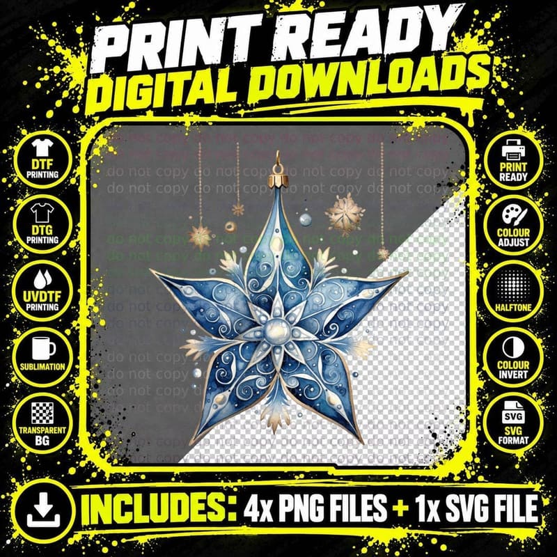 Winter Star Ornament Winter T-Shirt, Winter Graphic Tee Png SVG Digital Bundle