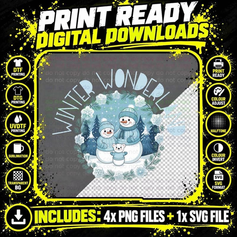 Winter Wonderland Winter T-Shirt, Snowmen in Winter Png SVG Digital Bundle