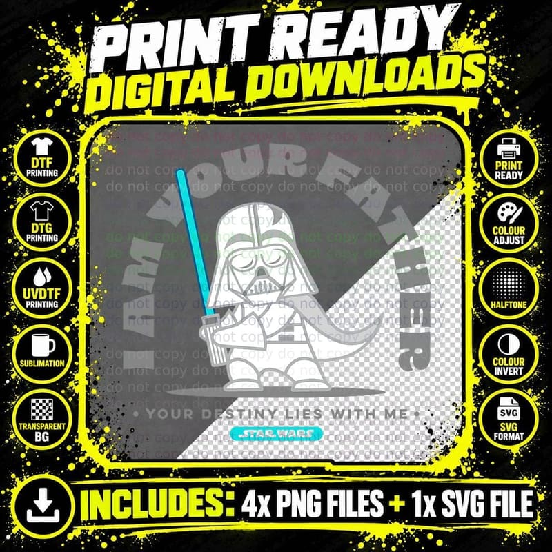 Amazon Essentials Men's Standing Darth Vader I Am Your Png SVG Digital Bundle