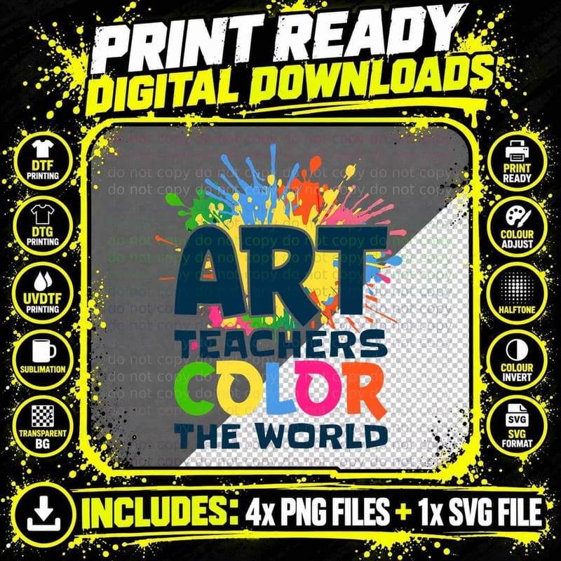 Art Teachers Color the World for Artists Painter Art Png SVG Digital Bundle