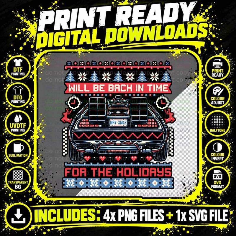 Back in Time for the Holidays, Back to the Future Png SVG Digital Bundle
