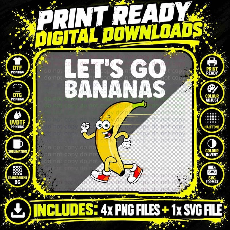 Banana Art for Men Women Kids Hawaiian Fruit Bananas Png SVG Digital Bundle