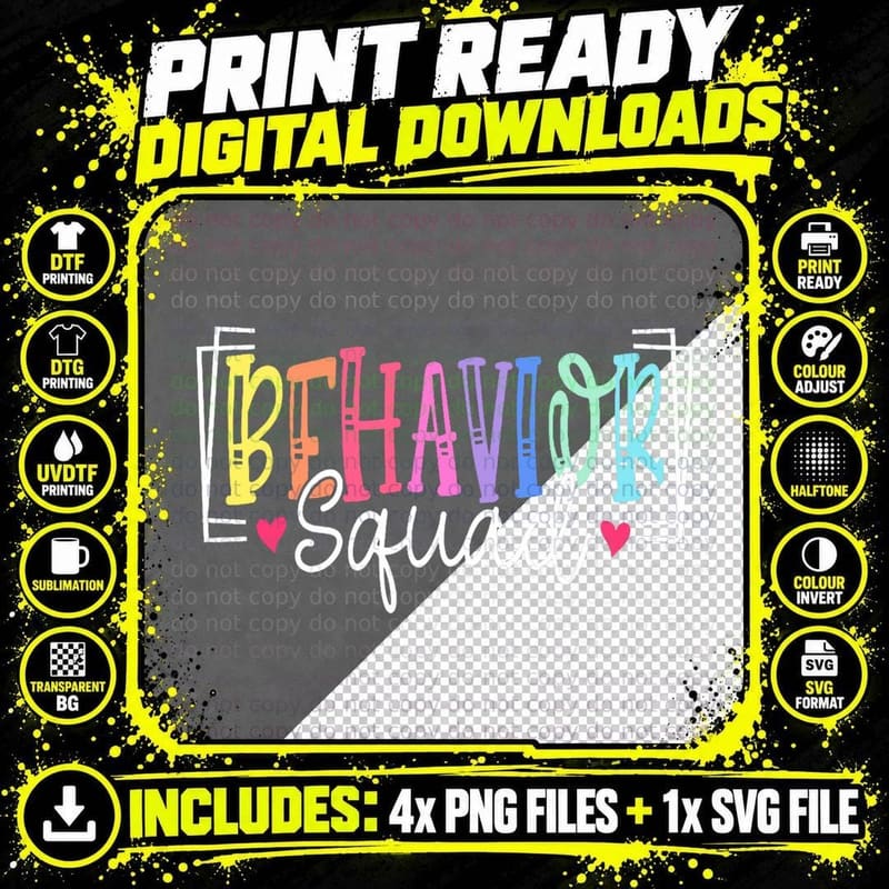 Behavior Squad Therapy Therapists Teachers Behavior Team Png SVG Digital Bundle