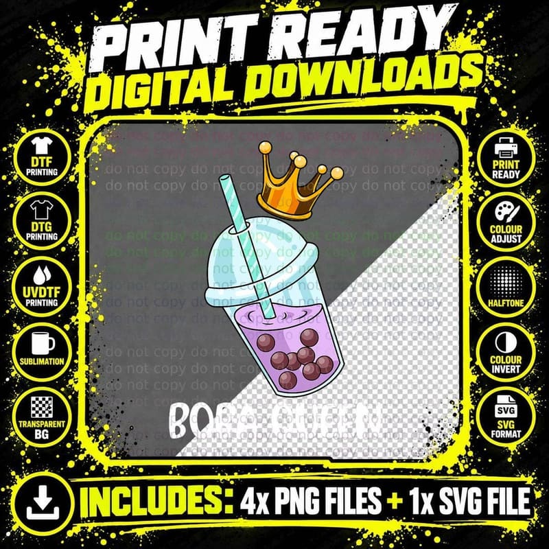 Boba Tea Shirt Girls Bubble Tea Gift Women Boba Queen Png SVG Digital Bundle