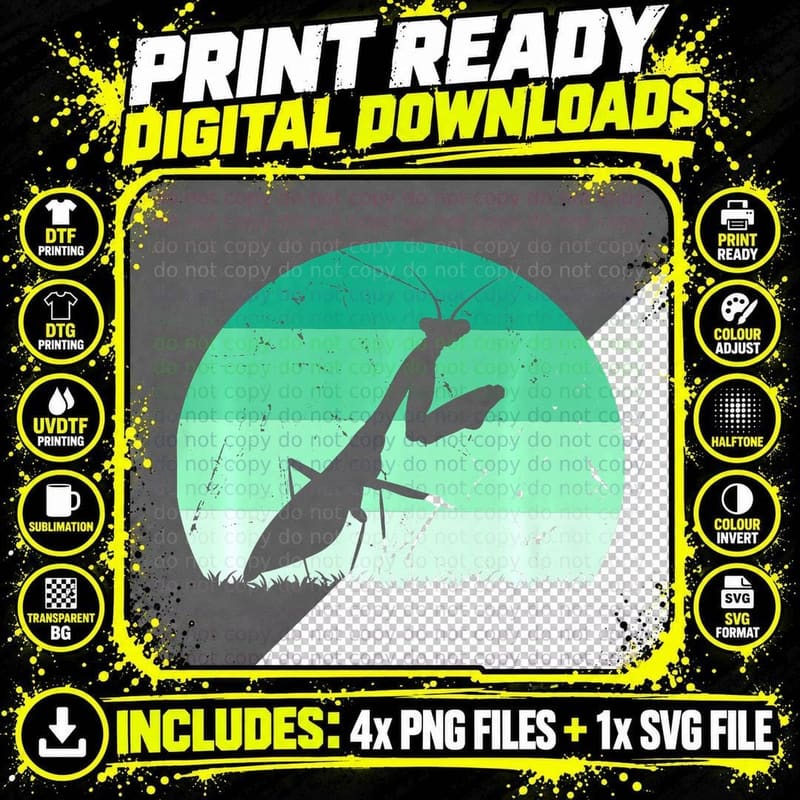 Bug Green Praying Mantises Arthropods Insect Entomology Png SVG Digital Bundle