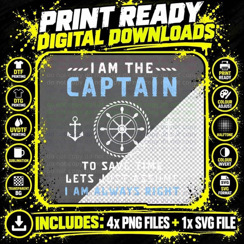 Captain & First Mate Let's Just Assume I'm Always Right Png SVG Digital Bundle