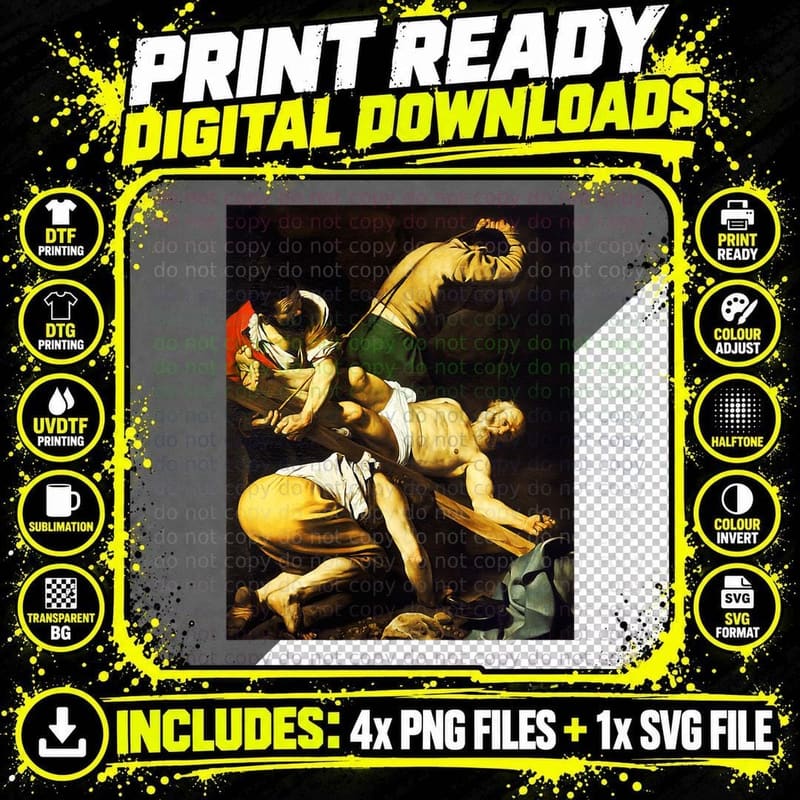 Caravaggio - Crucifixion of Saint Peter - Art for Png SVG Digital Bundle