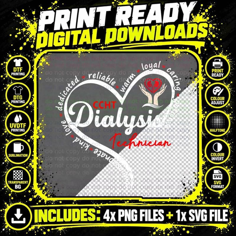 Ccht Dialysis Technician Kidney Hemodialysis Dialysis Png SVG Digital Bundle