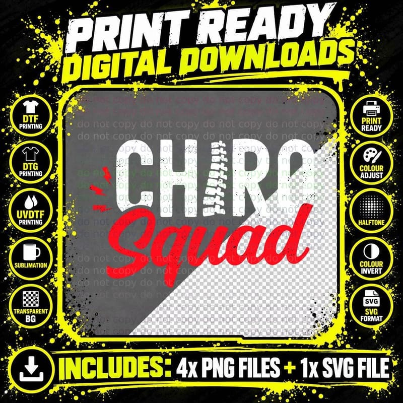 Chiro Squad Chiropractor Chiropractic Assistant, Men's Png SVG Digital Bundle