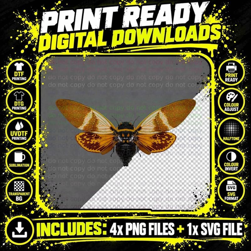 Cicada Insect Lover Gift for Men Women Kids Girls Boys Png SVG Digital Bundle