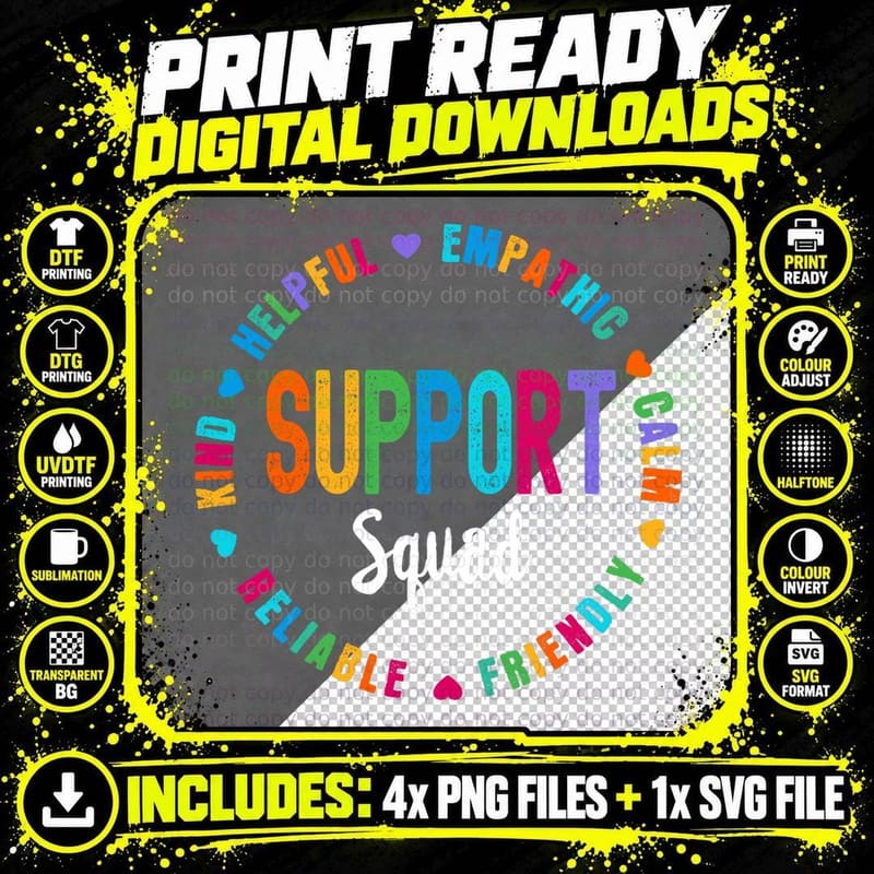 Colorful Support Squad Learning Specialist Sped Resource Png SVG Digital Bundle