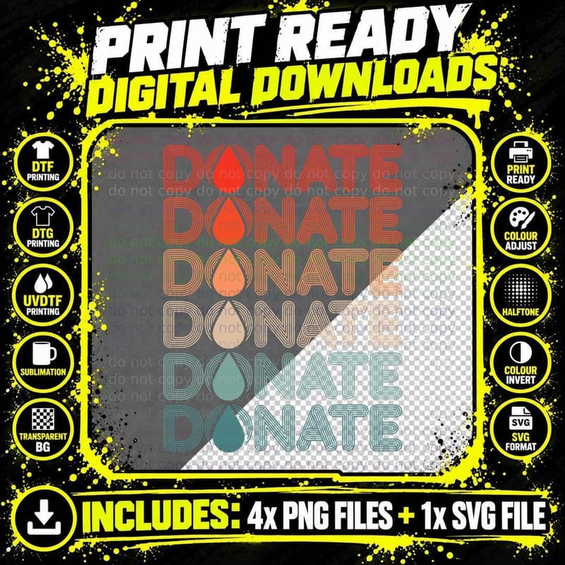 Cool Donate Blood Graphic Art - Blood Donor Design Png SVG Digital Bundle