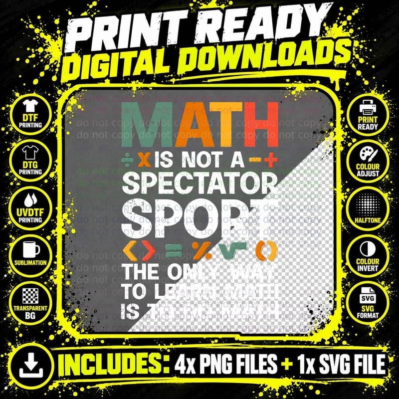 Cool Math Art for Men Women Mathematics Number Math Png SVG Digital Bundle
