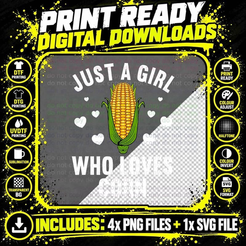 Cute Corn Art for Women Girls Kids Kernel Corn Cob Png SVG Digital Bundle