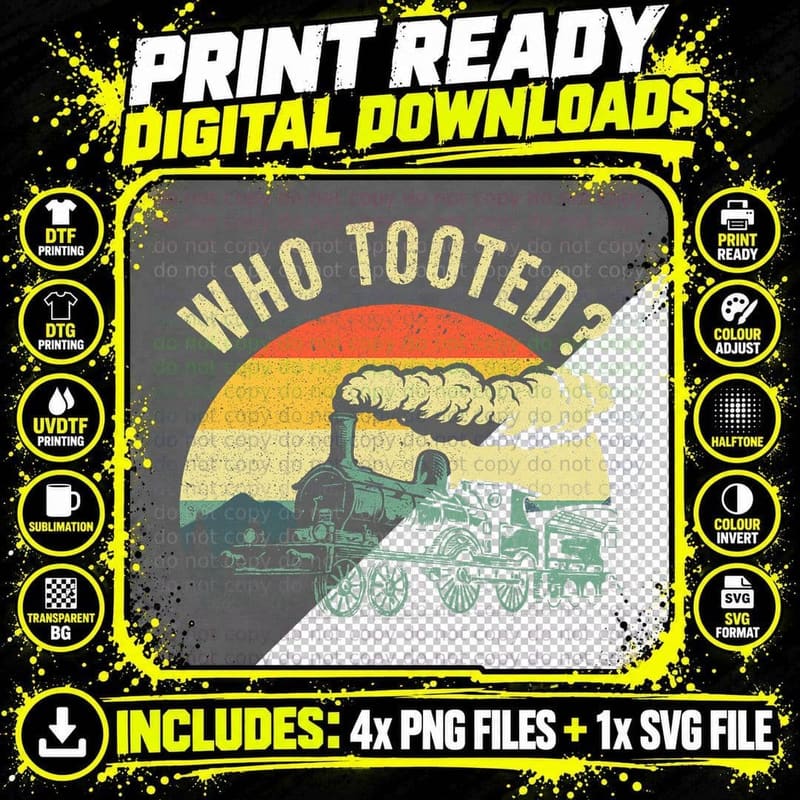 Cute Train Art for Men Women Train Collector Railroad Png SVG Digital Bundle