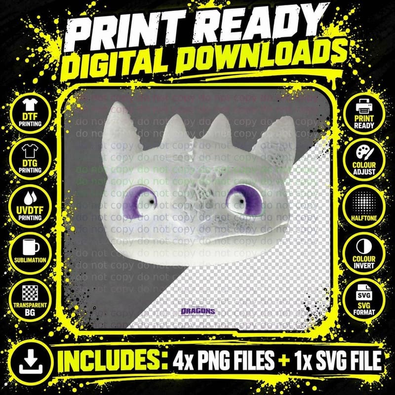 Dreamworks Dragons Toothless Night Fury Big Face Costume Png SVG Digital Bundle