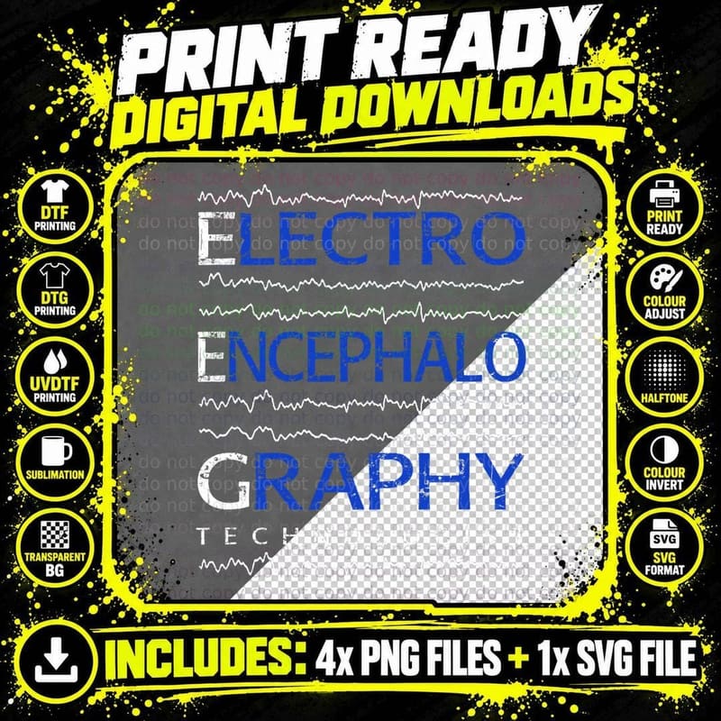 Eeg Tech - Electroencephalography - Eeg Lab - Neurology Png SVG Digital Bundle