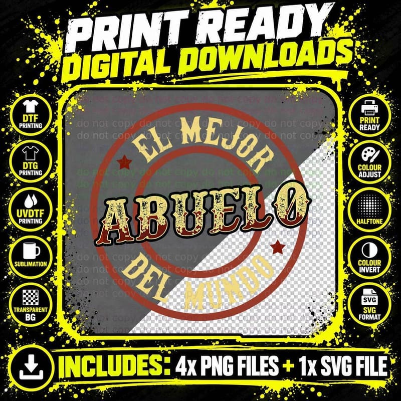 Fathers Day Gift Shirts in Spanish El Mejor Abuelo Del Png SVG Digital Bundle