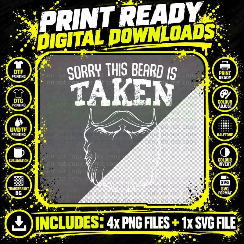 Fathers Day Gift This Beard Is Taken Beard Gifts for Men Png SVG Digital Bundle